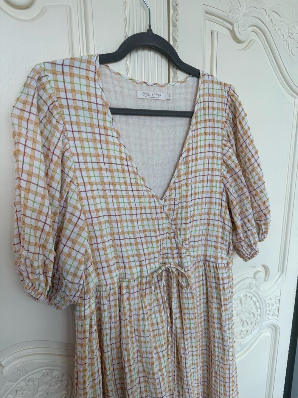 Christy Dawn Cream Plaid Maxi Dress - Picture 4 of 6